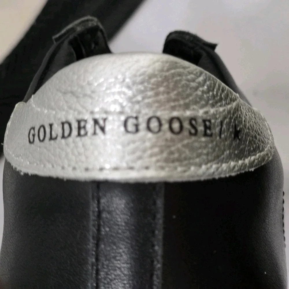 Golden Goose Hi Star Classic Shoes Womens Size 38 Black Silver Colorway Leather